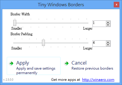 Tiny Windows Border - 修改邊框厚度